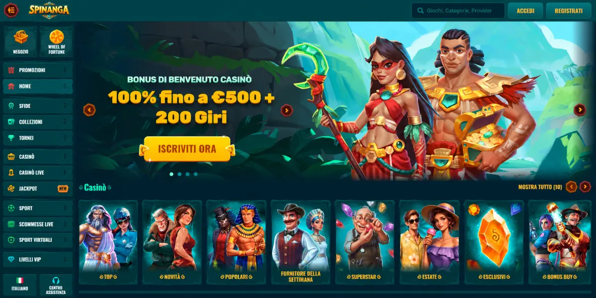 Spinanga Casino bonus di benvenuto e giochi da casinò online